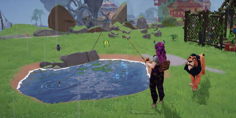 Fishing in Peaceful Meadow in Disney Dreamlight Valley.