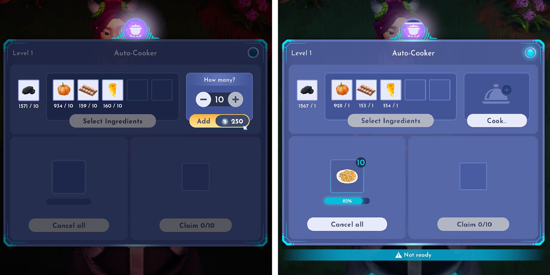 Using the Auto-Cooker in Disney Dreamlight Valley.