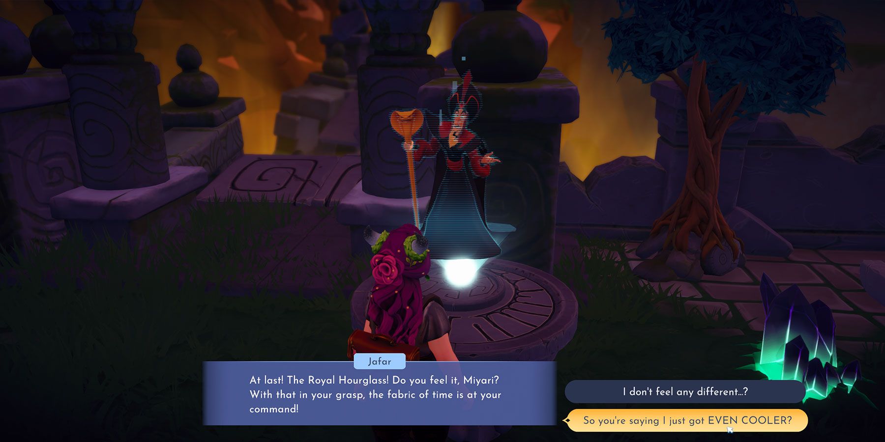 Speaking with Jafar via the Hologram Station on Eternity Isle