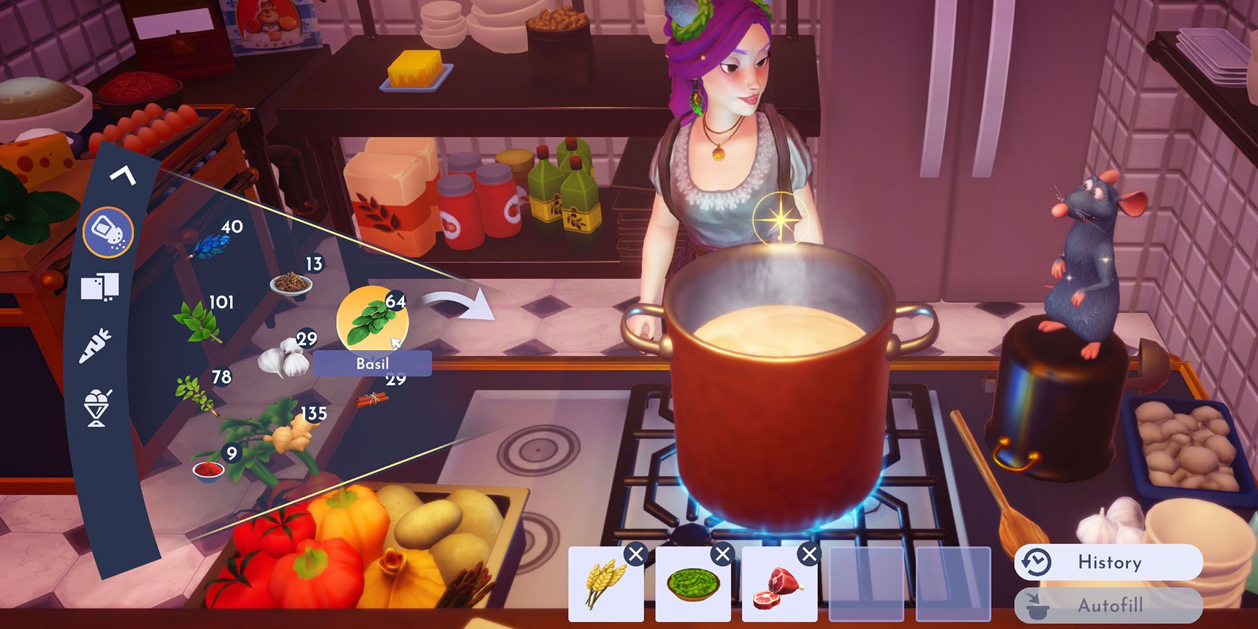 Cooking with spices in Disney Dreamlight Valley.