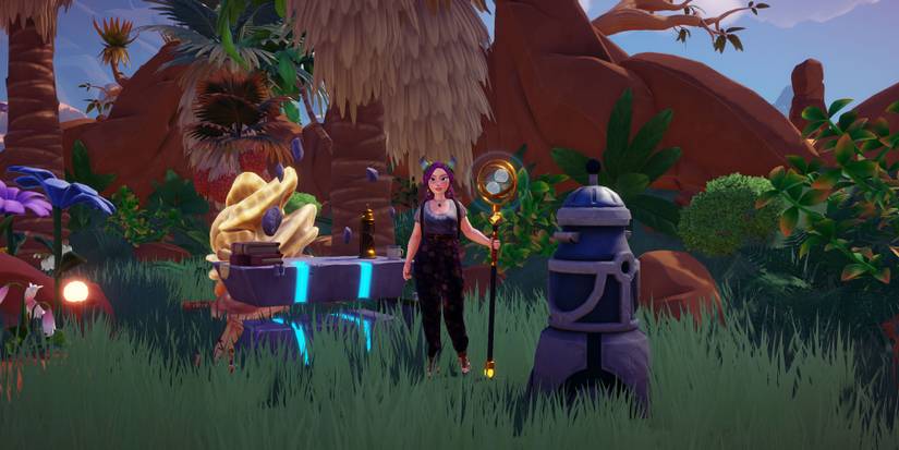 Timebending Table and Ancient Cooker in Disney Dreamlight Valley.