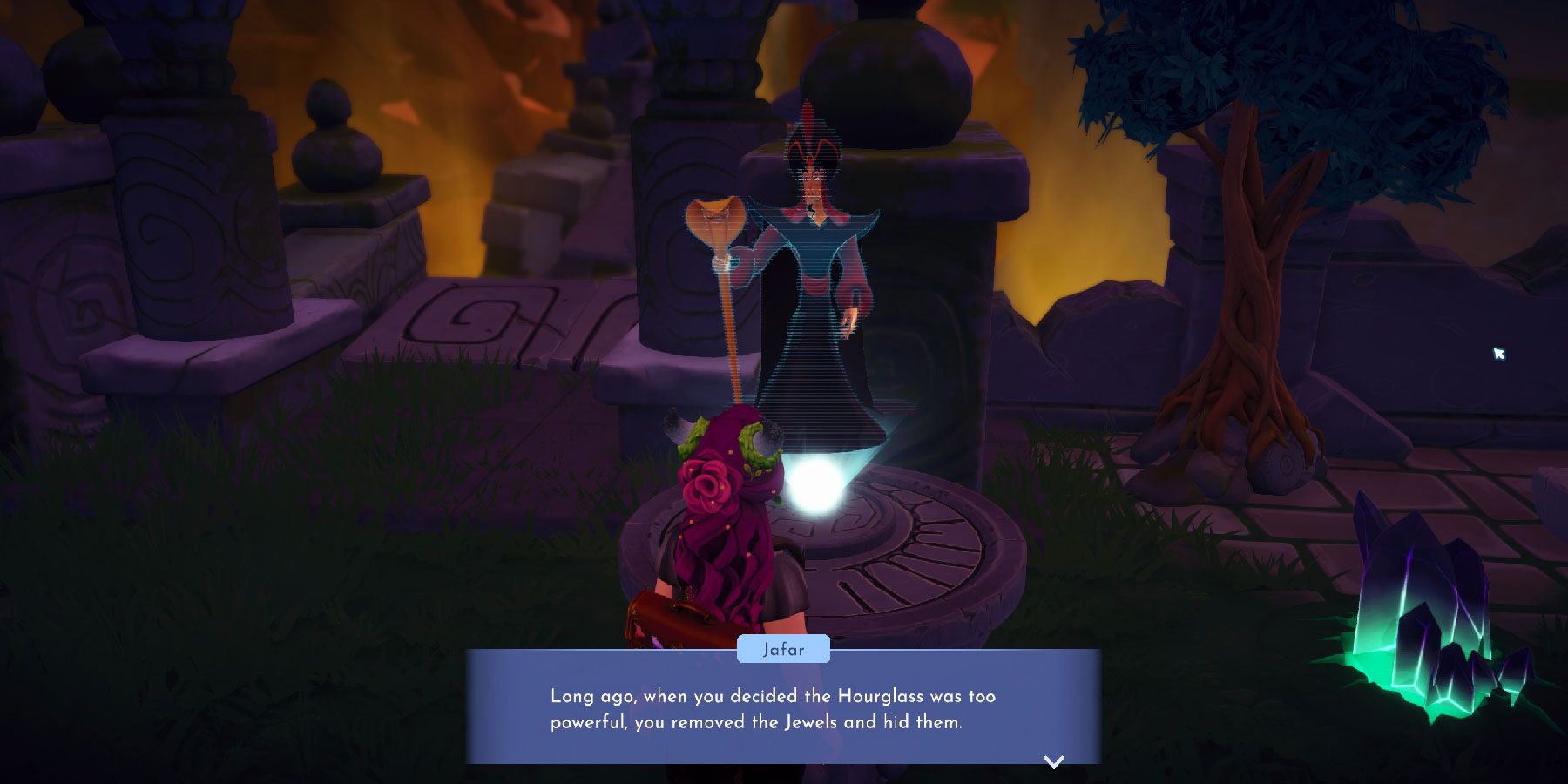 Speaking with Jafar for the quest The Sands in the Hourglass in Disney Dreamlight Valley.