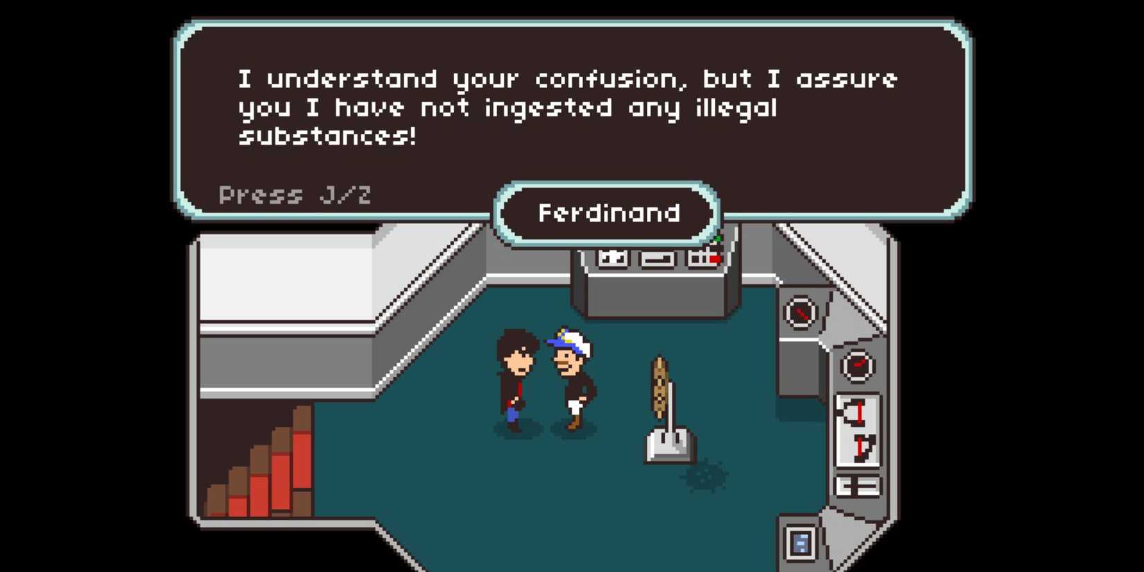 Ferdinand at the captain's wheel