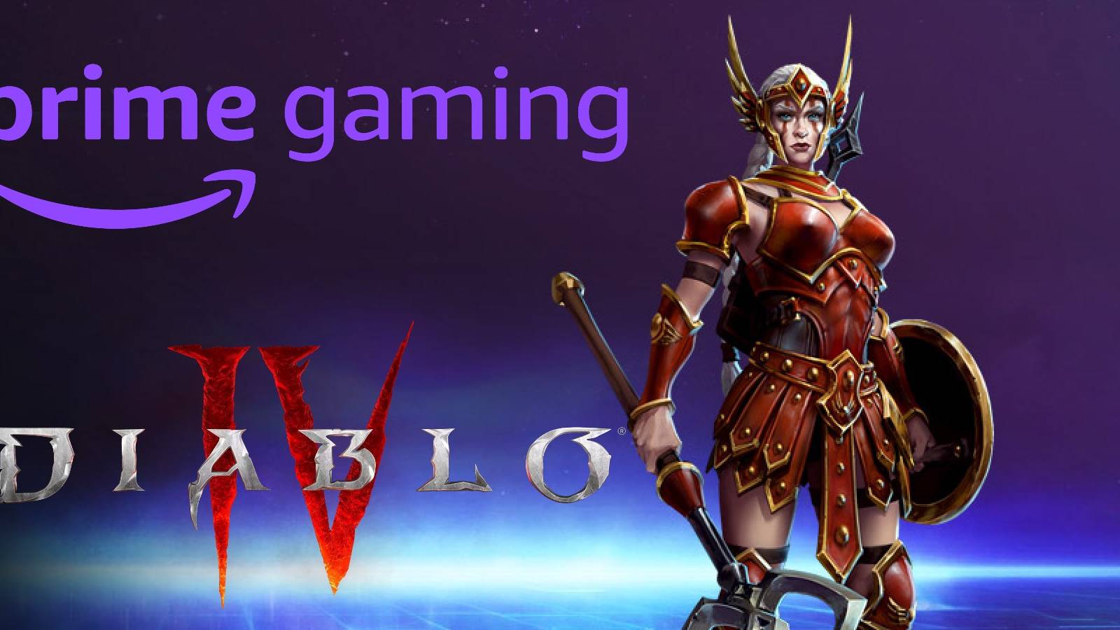 cassia from heroes of the storm and diablo with the prime gaming logo