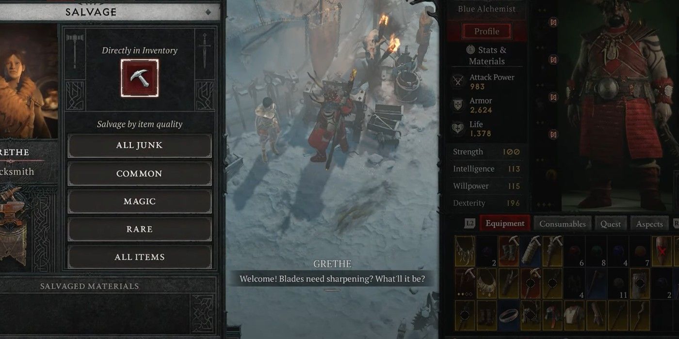 Diablo 4 Salvage Gear menu