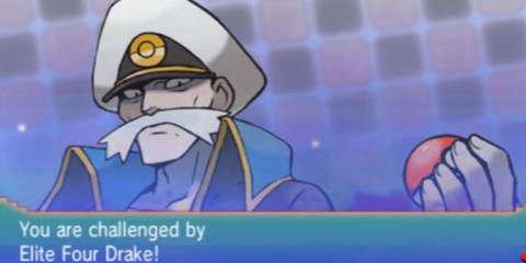 Elite 4 Drake's VS portrait in Pokemon Omega Ruby & Alpha Sapphire.