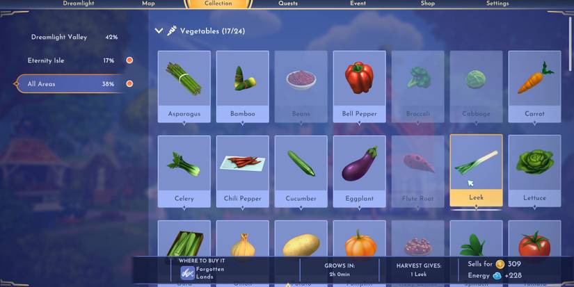 dreamlight valley and eternity isle vegetables in disney dreamlight valley