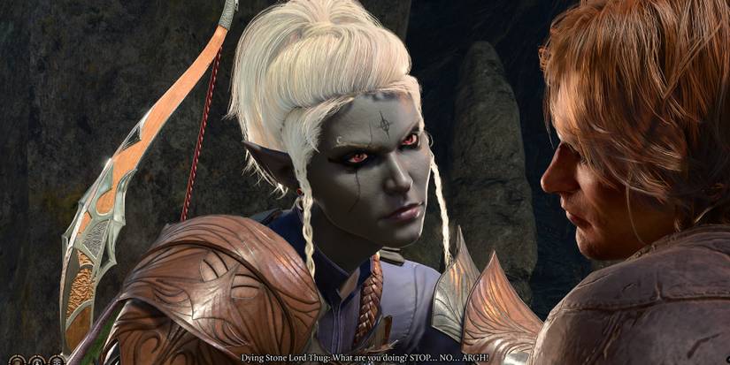 Drow Tav shows no mercy for a thug in Baldur's Gate 3