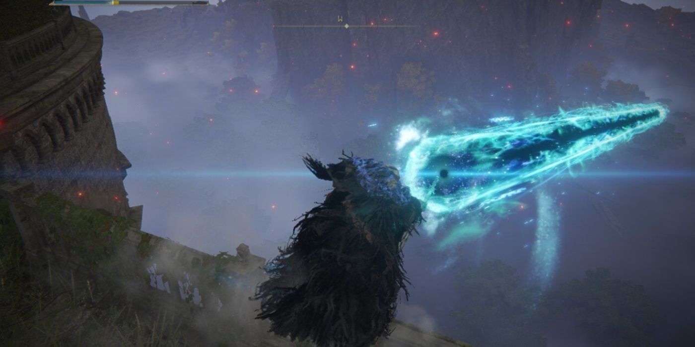 Elden Ring player shooting Comet Azur lazer beam into the distance