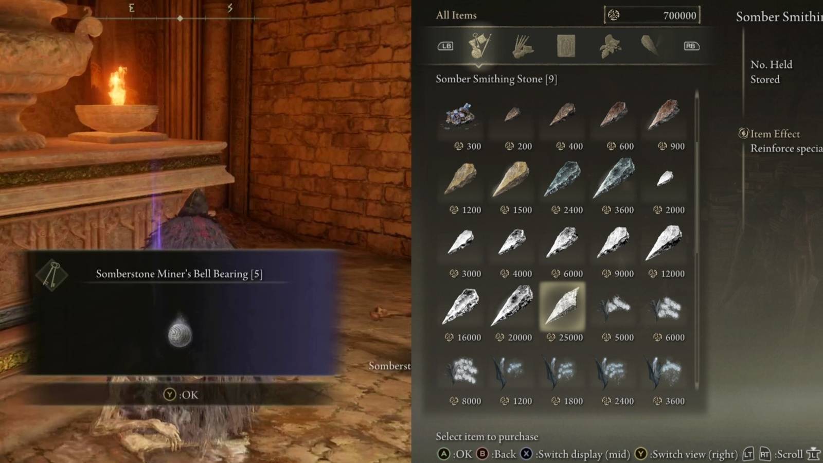 Elden Ring Smithing Stone and Somber Smithing Stone Bell Bearing locations