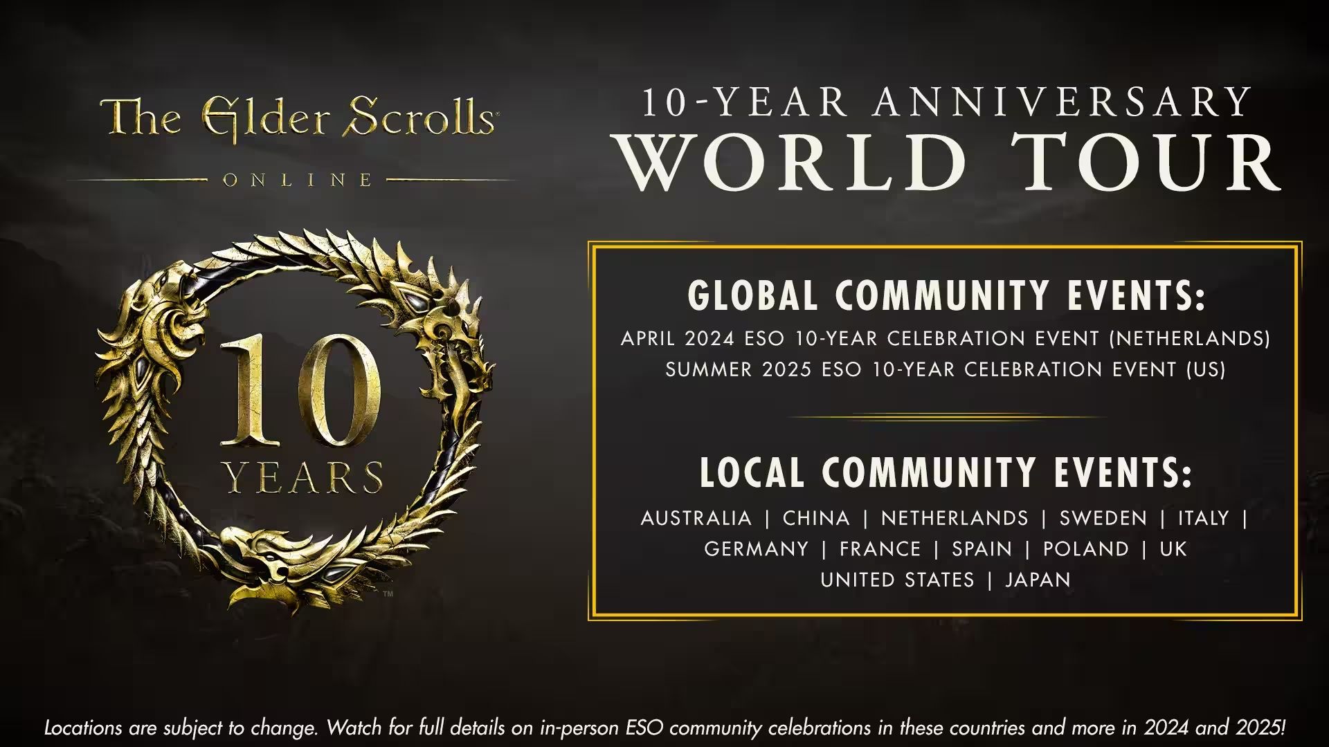 Elder Scrolls Online Announces 10th Anniversary InPerson Event