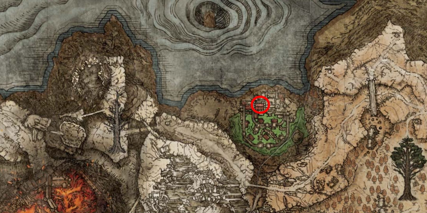 Localização de Elemer of the Briar no mapa em Elden Ring