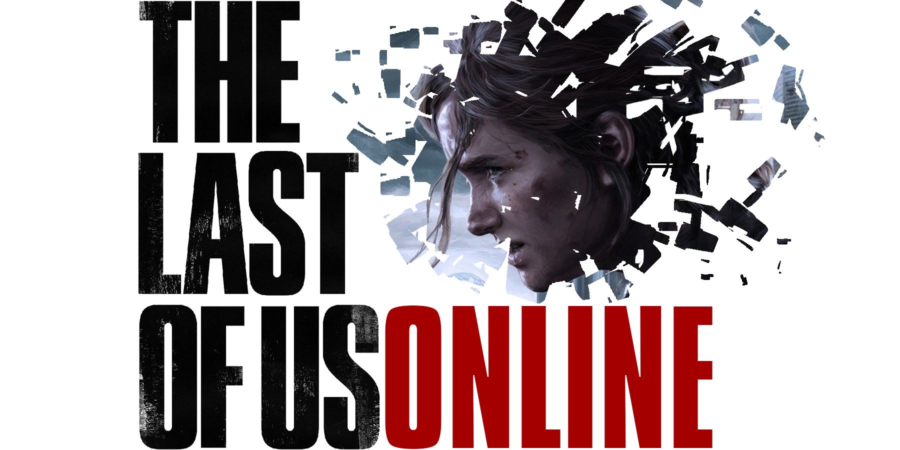 Ellie loooking at The Last of Us Online mockup logo
