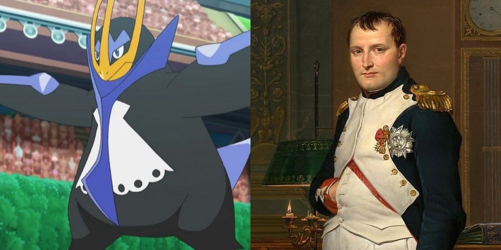 O Pokémon Empoleon ao lado do famoso imperador francês Napoleão Bonaparte.
