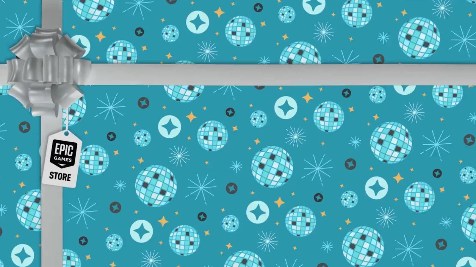 epic games store teal and silver wrapping paper