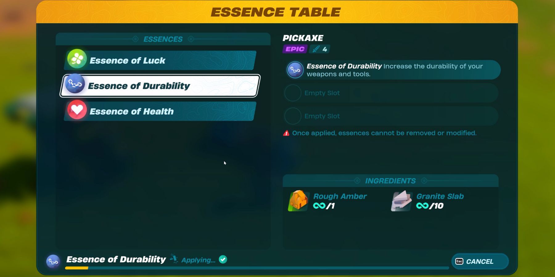 Essence Table in Lego Fortnite