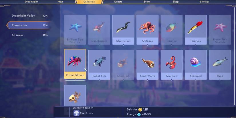 eternity isle fish in disney dreamlight valley