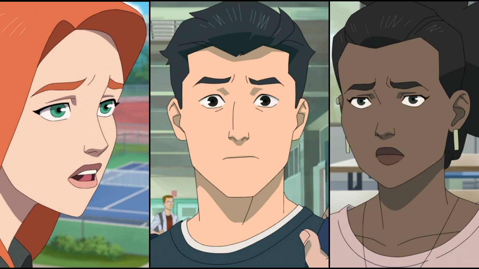 Atom Eve, Mark, and Amber in Amazon's Invincible
