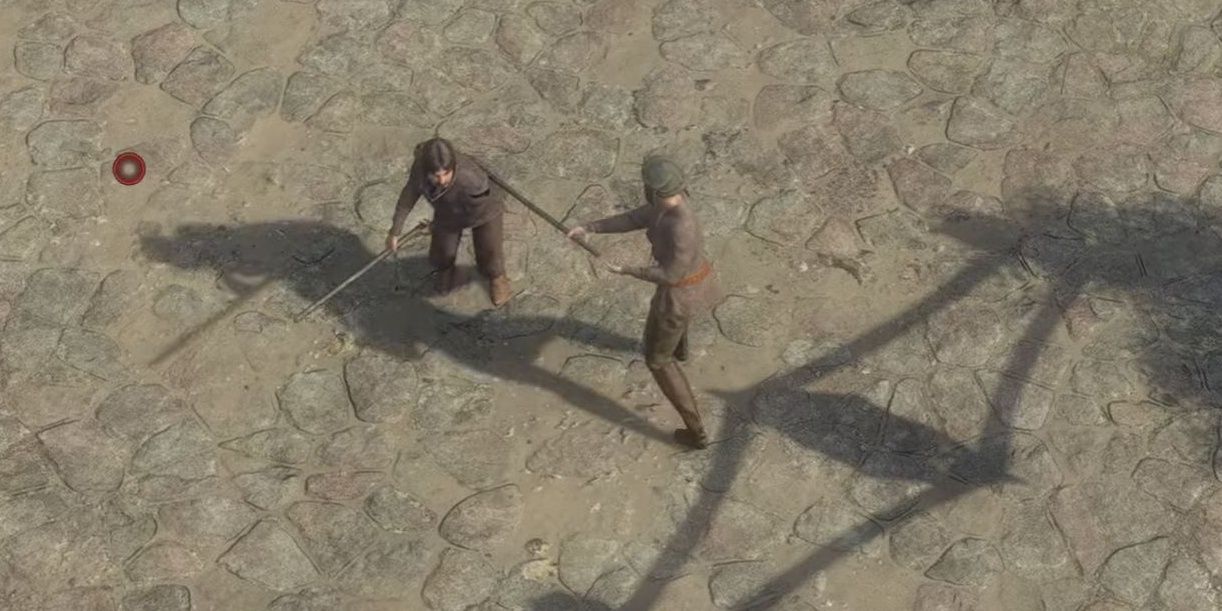 Exanima Player Character Hitting Enemy With A Stick