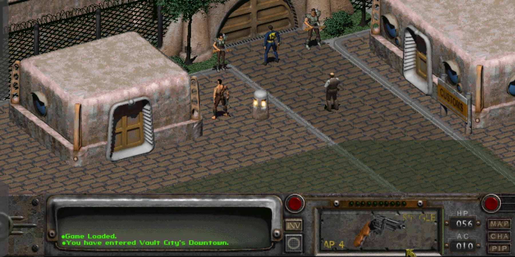 Fallout 1 gameplay of outdoors area