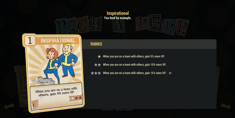 Fallout 76 XP Buffs Inspirational Charisma Perk
