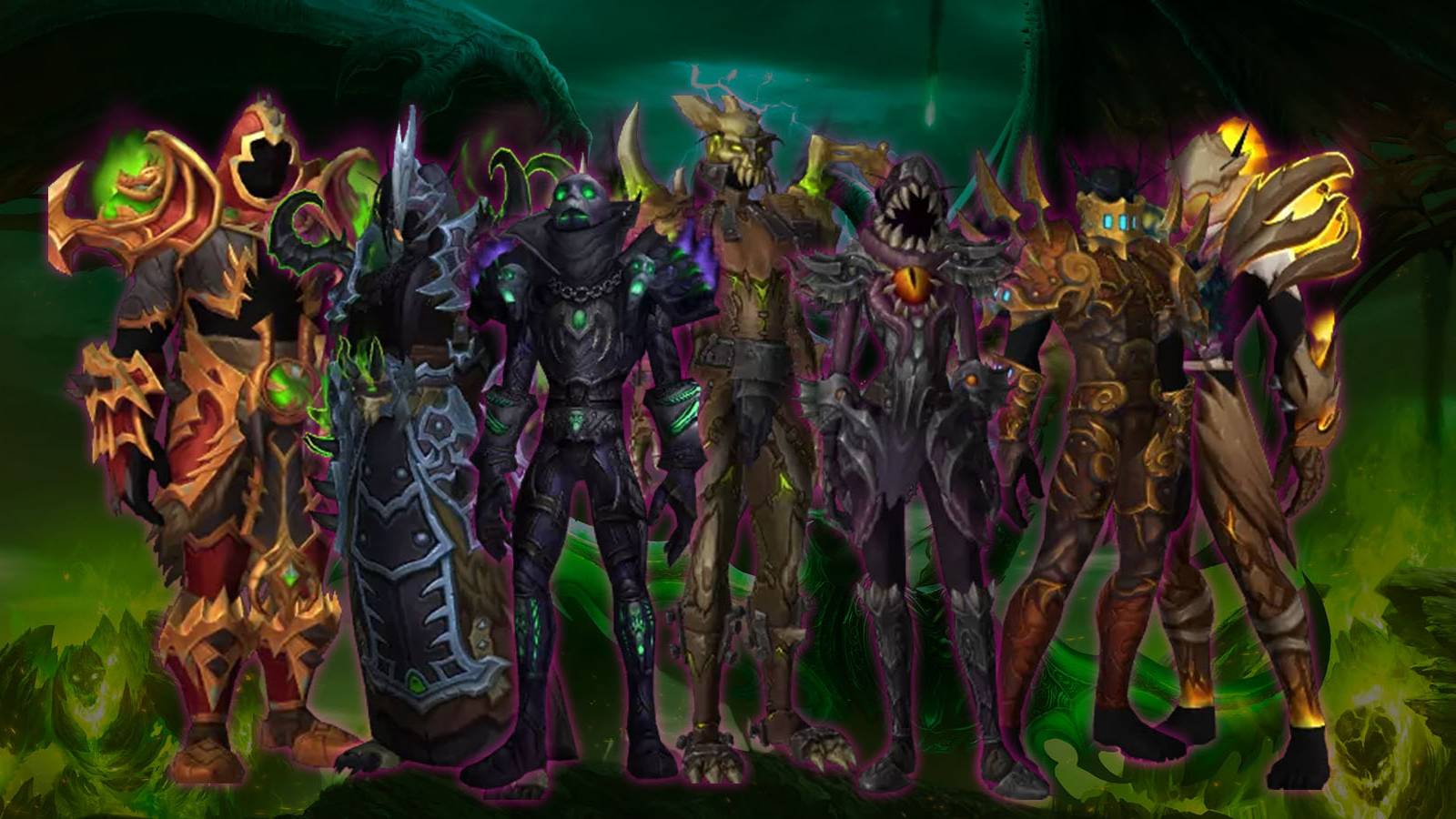 A collage of the best Transmog sets for Demon Hunters in World of Warcraft