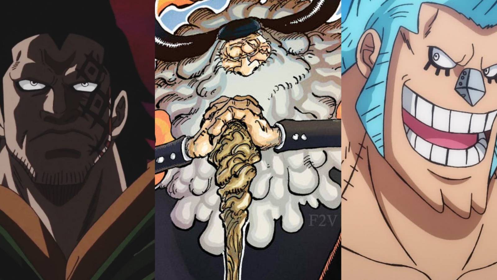 featured one piece characters who know about the ancient weapons franky Saturn dragon