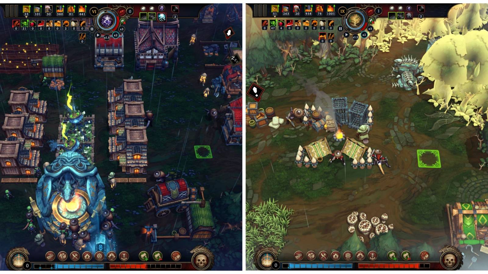 a player's current settlement, and some villagers engaging hostiles