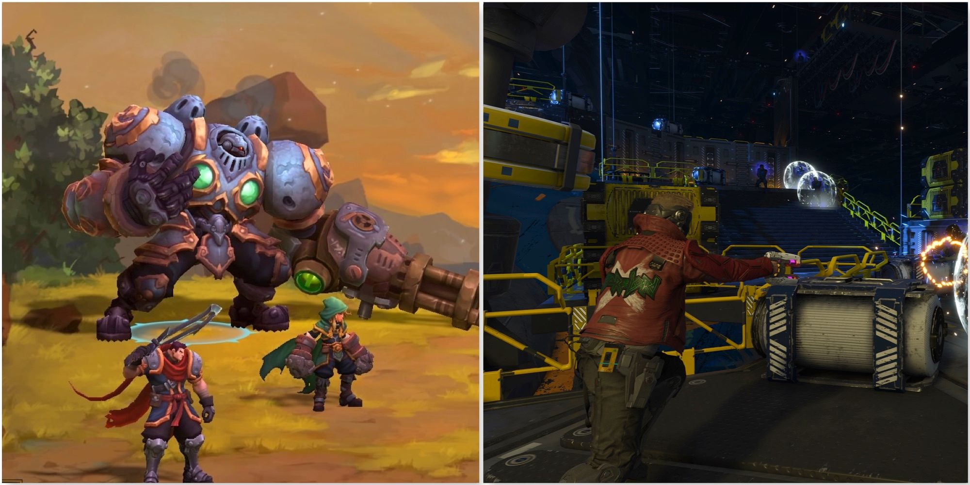 Fighting a battle in Battle Chasers Nightwar and Fighting enemies in Marvel’s Guardians Of The Galaxy