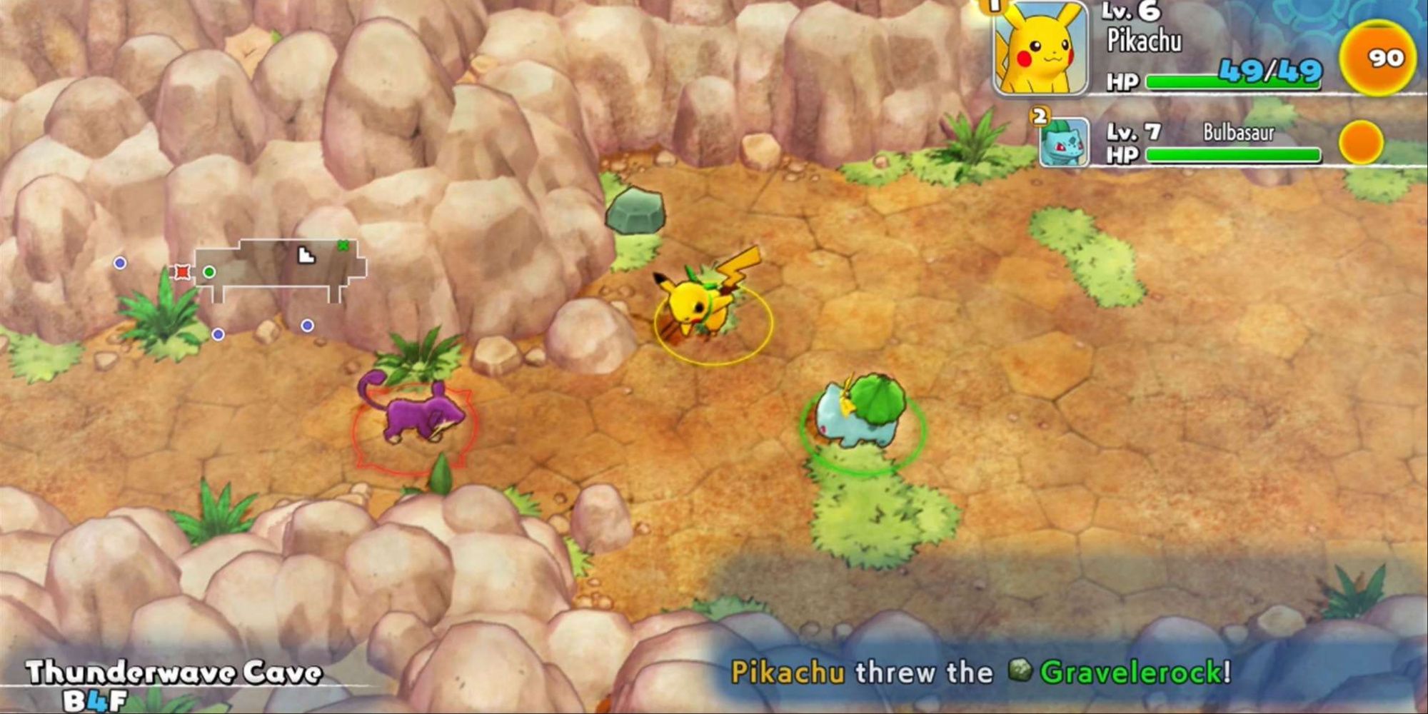 Fighting a battle in Pokemon Mystery Dungeon Rescue Team DX