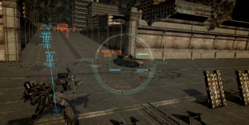 Fighting enemies in Armored Core 5