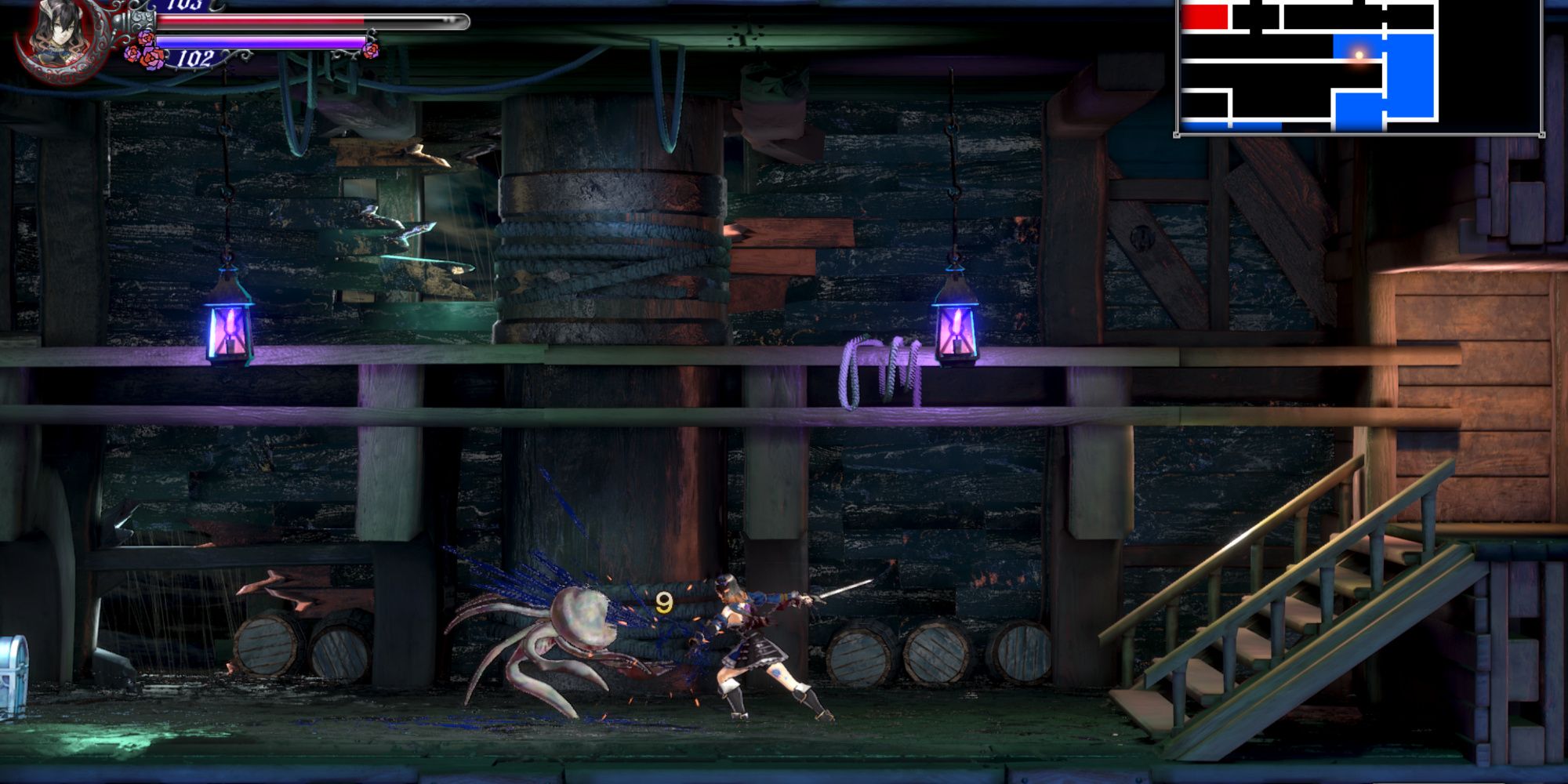 Fighting enemies in Bloodstained Ritual Of The Night