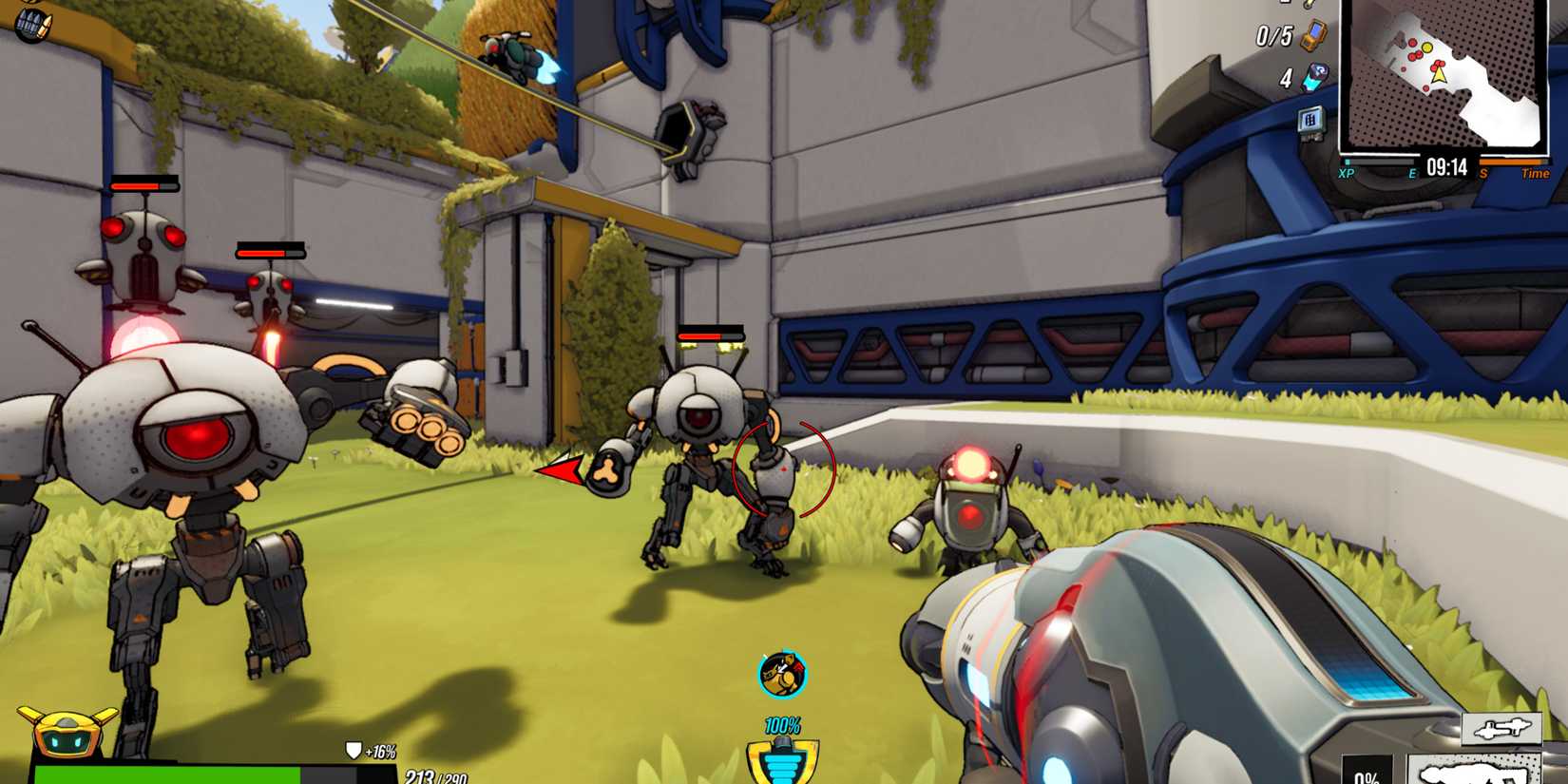Fighting enemies in Roboquest