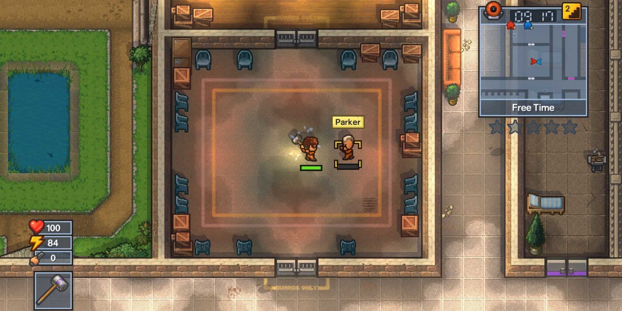 Fighting enemies in The Escapists 2