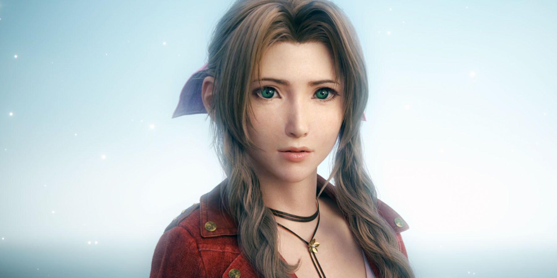 A screenshot of Aerith in a white void in Final Fantasy 7 Rebirth.
