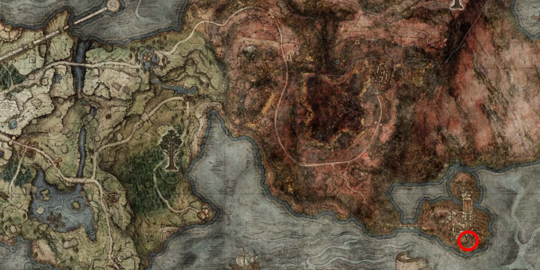 Localização de Flaming Strike Ash Of War no mapa em Elden Ring