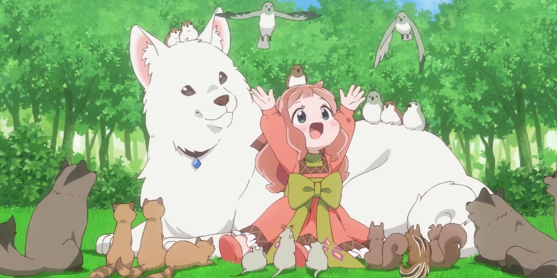 A group of animals and a young child in Fluffy Paradise
