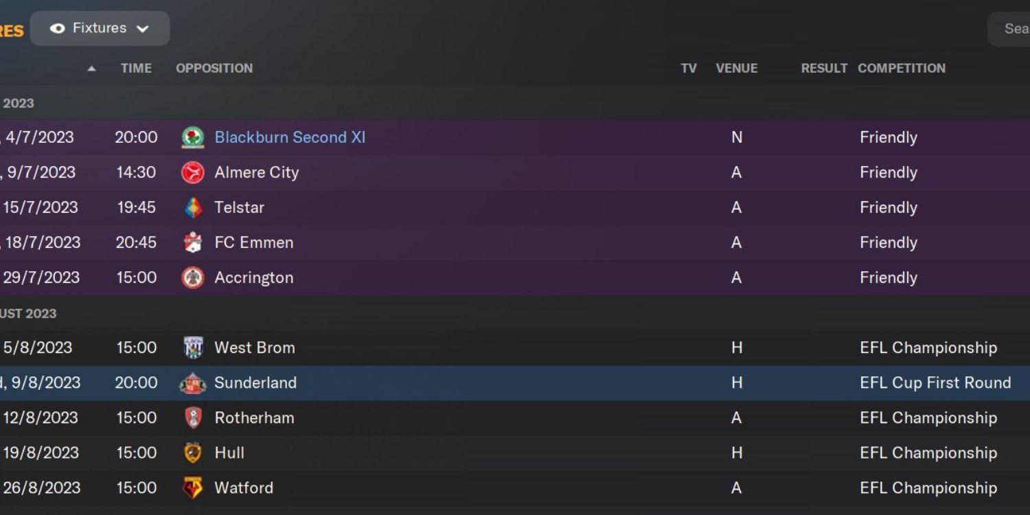 An Image of Football Manager 2024: friendly-schedule