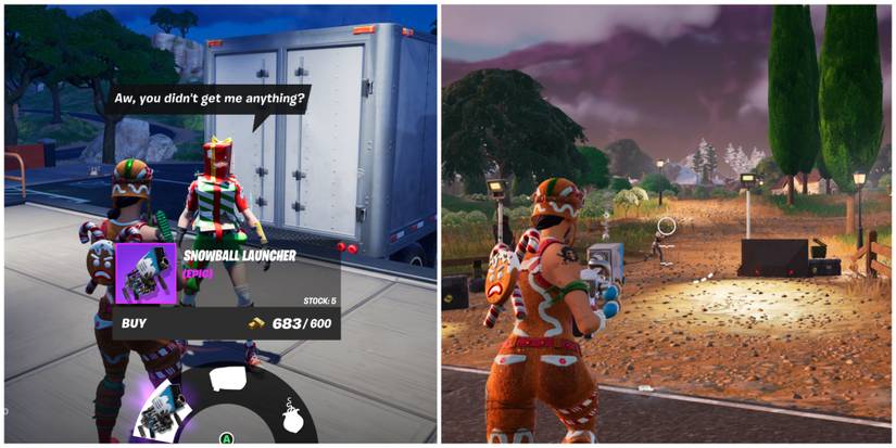 holiday boxy npc sells snowball launcher and gameplay