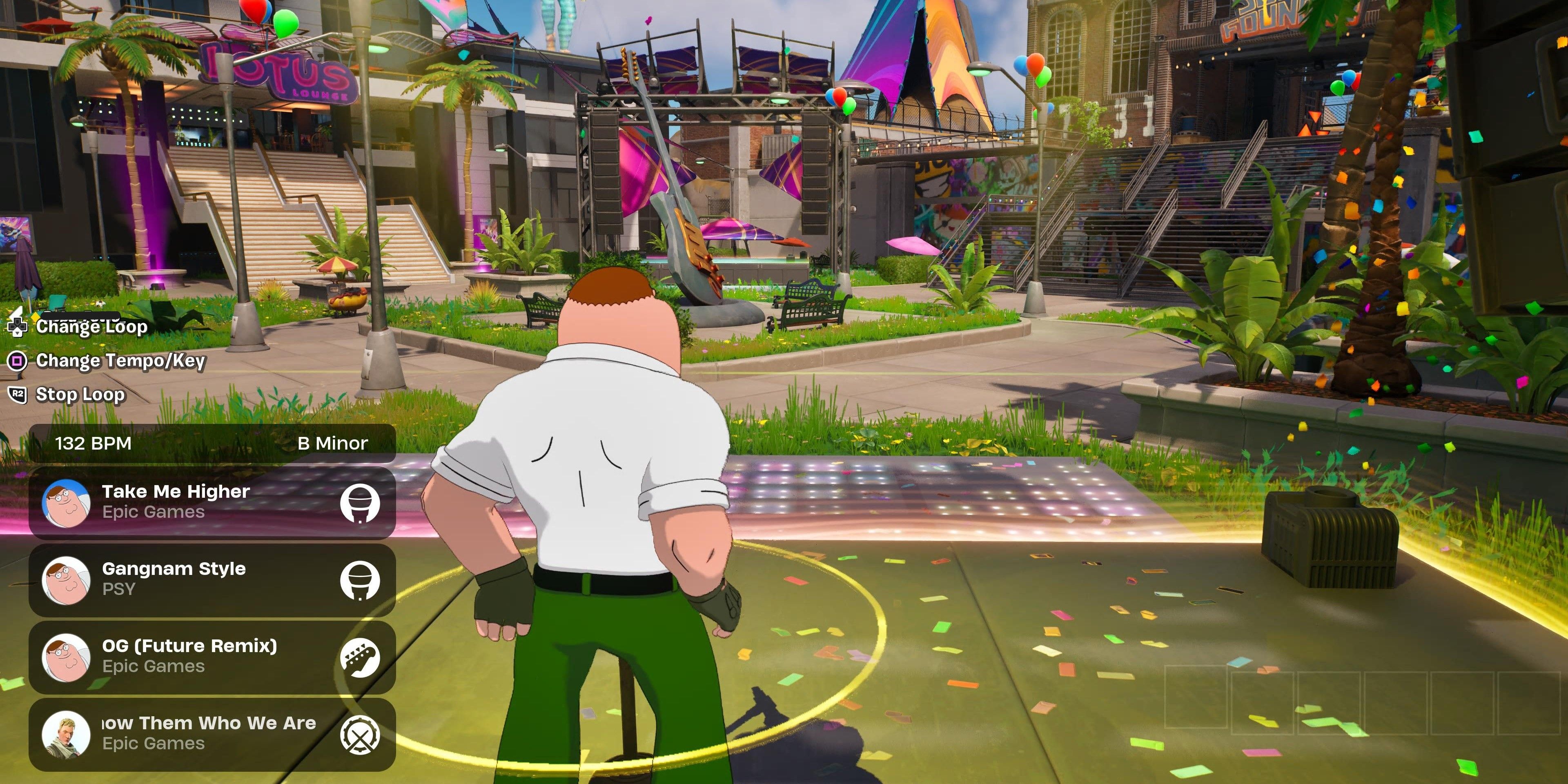 peter griffin playing music in fortnite festival