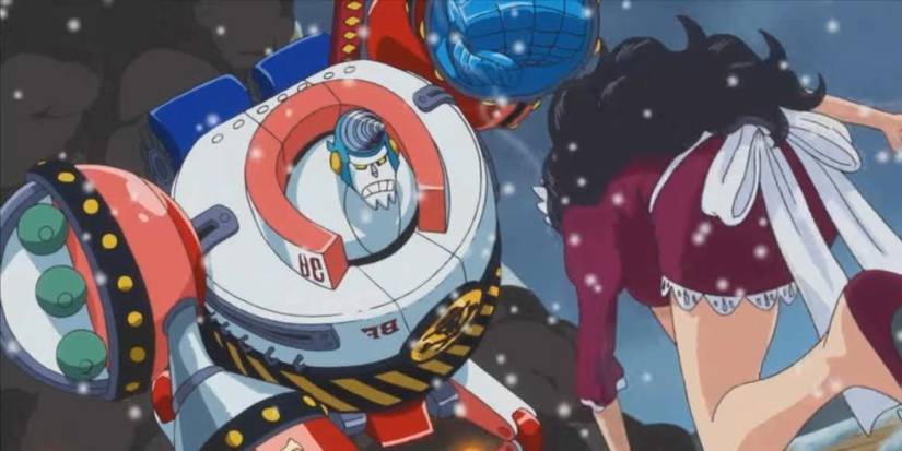 Franky vs. Baby 5 & Buffalo, in the Punk Hazard Arc.