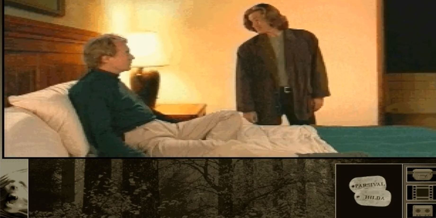 Gabriel Knight Standing Over Man Lying In Bed
