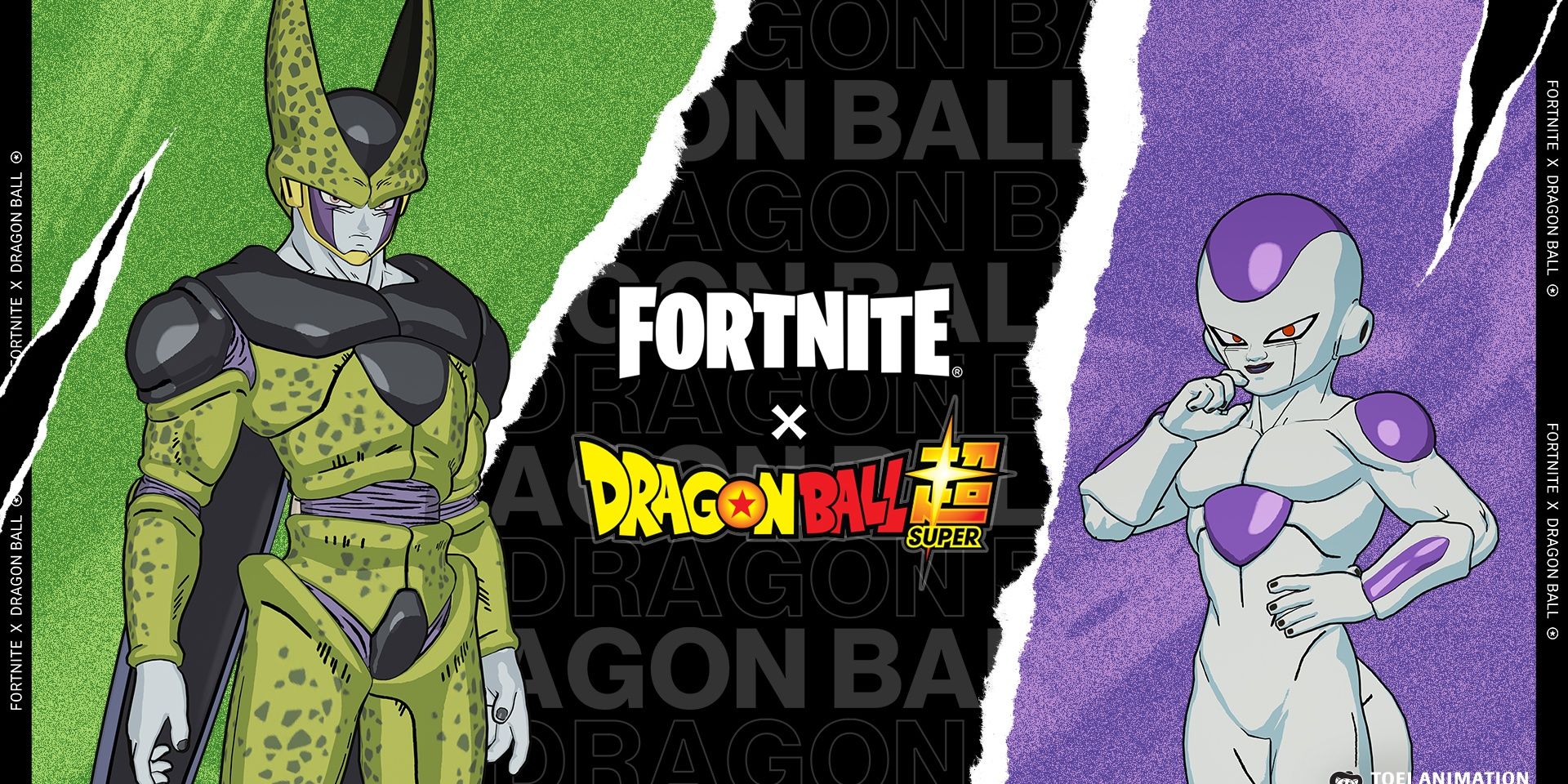 fortnite x dragon ball featuring cell and frieza