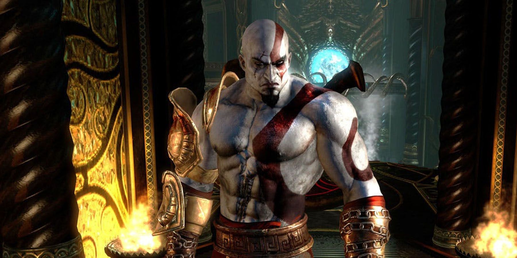 A screenshot of Kratos from God of War 3.