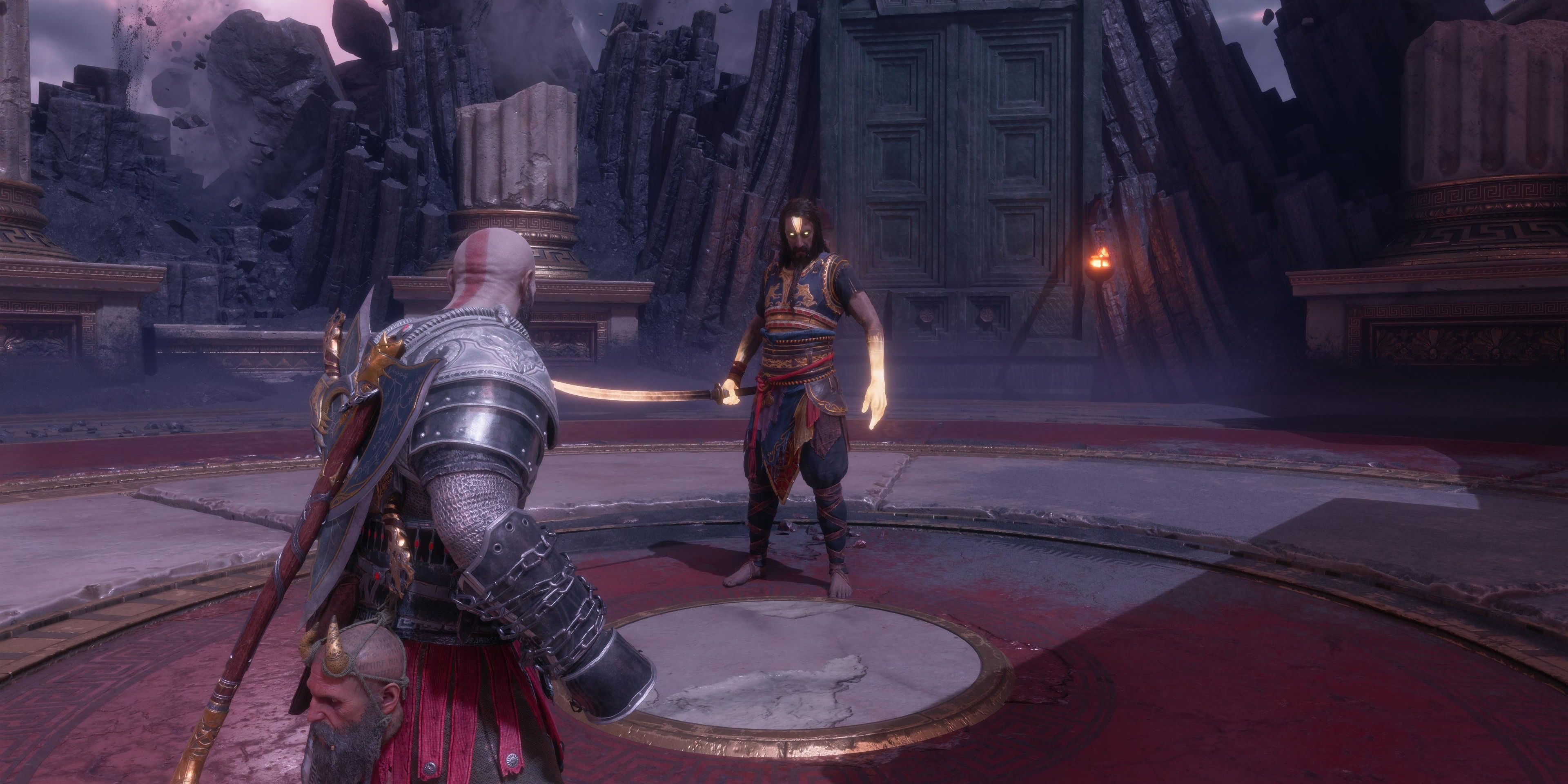 kratos vs a katana wielding tyr