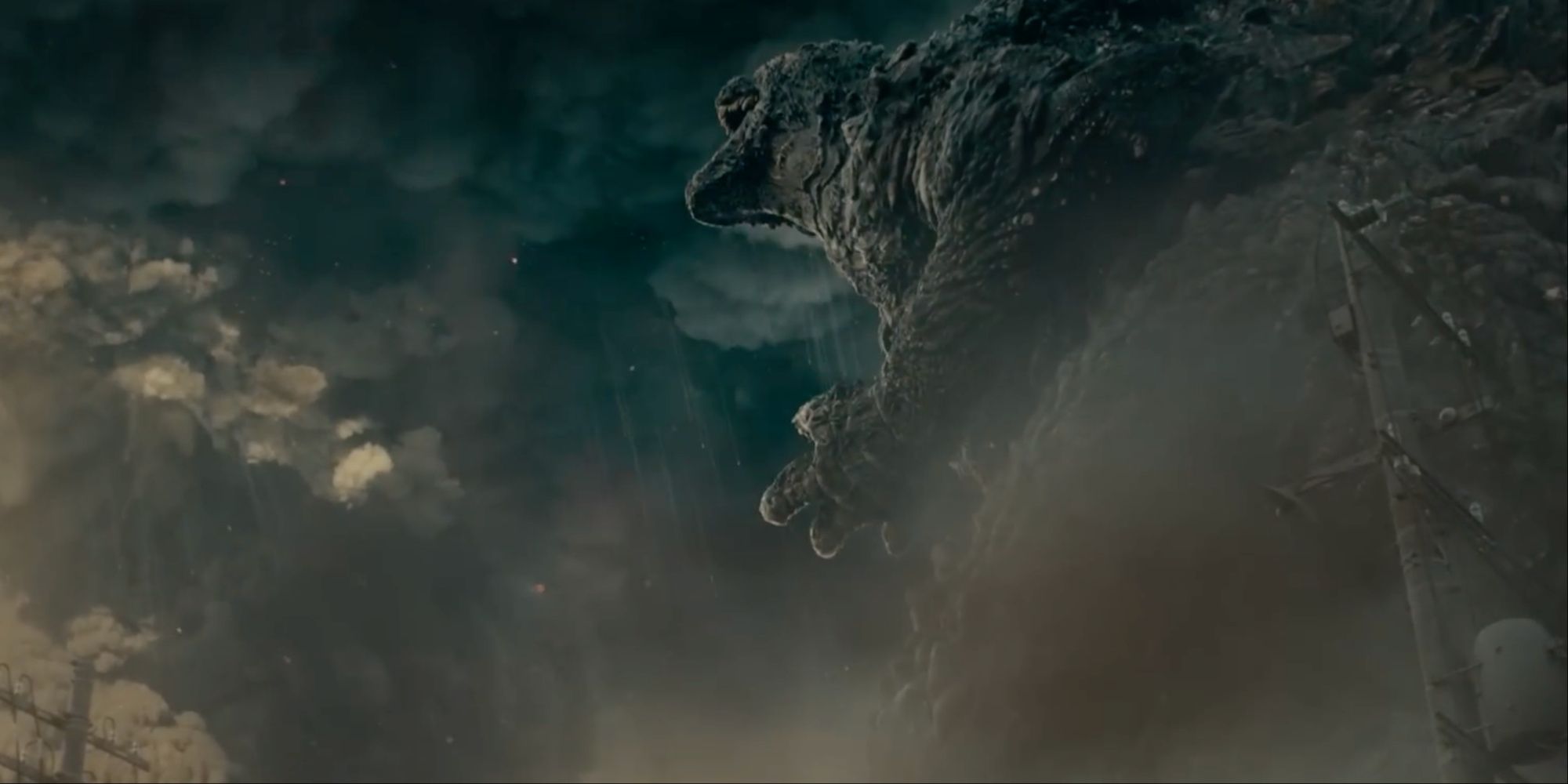 Godzilla destroying a city in Godzilla Minus One