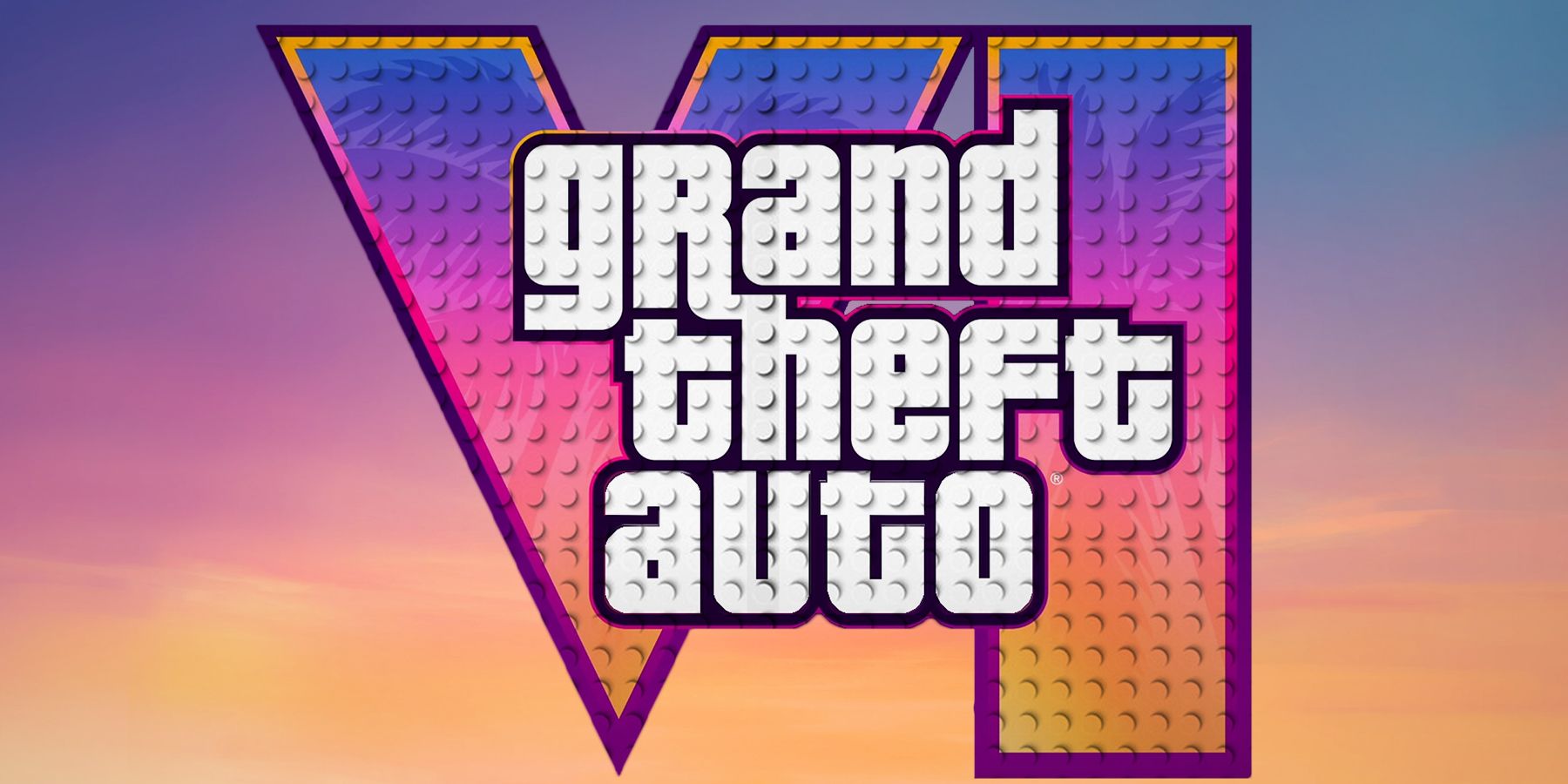 Grand Theft Auto 6 logo with LEGO brick texture