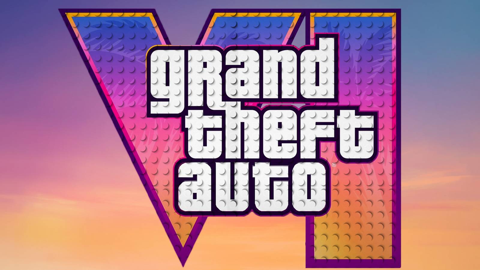 Grand Theft Auto 6 logo with LEGO brick texture