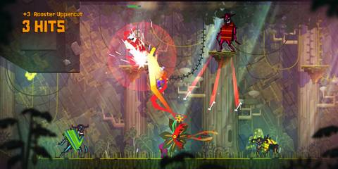 Guacamelee screenshot with a plan enemy and uppercut combo