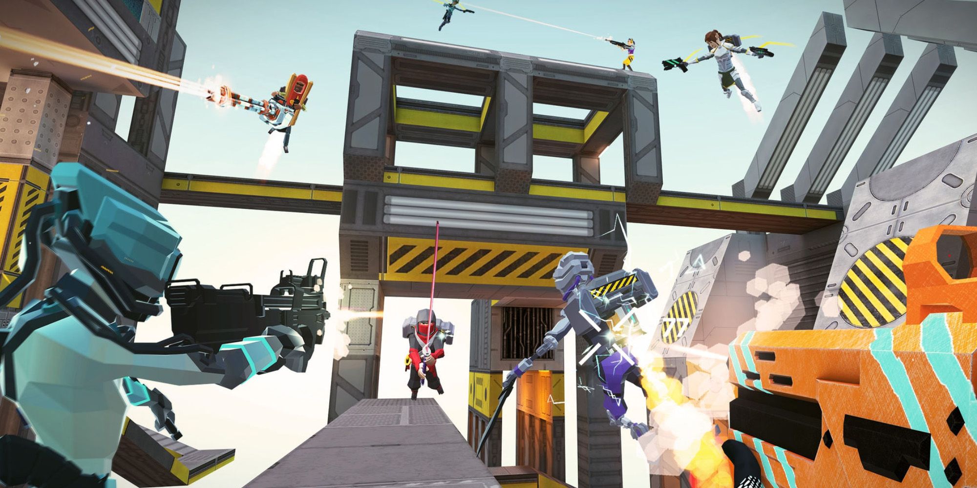 Gun Raiders VR battle royale run and gun robot poly graphics fast paced shooter